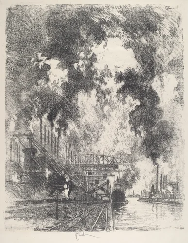 Unloading Ore by Joseph Pennell, print, 1917