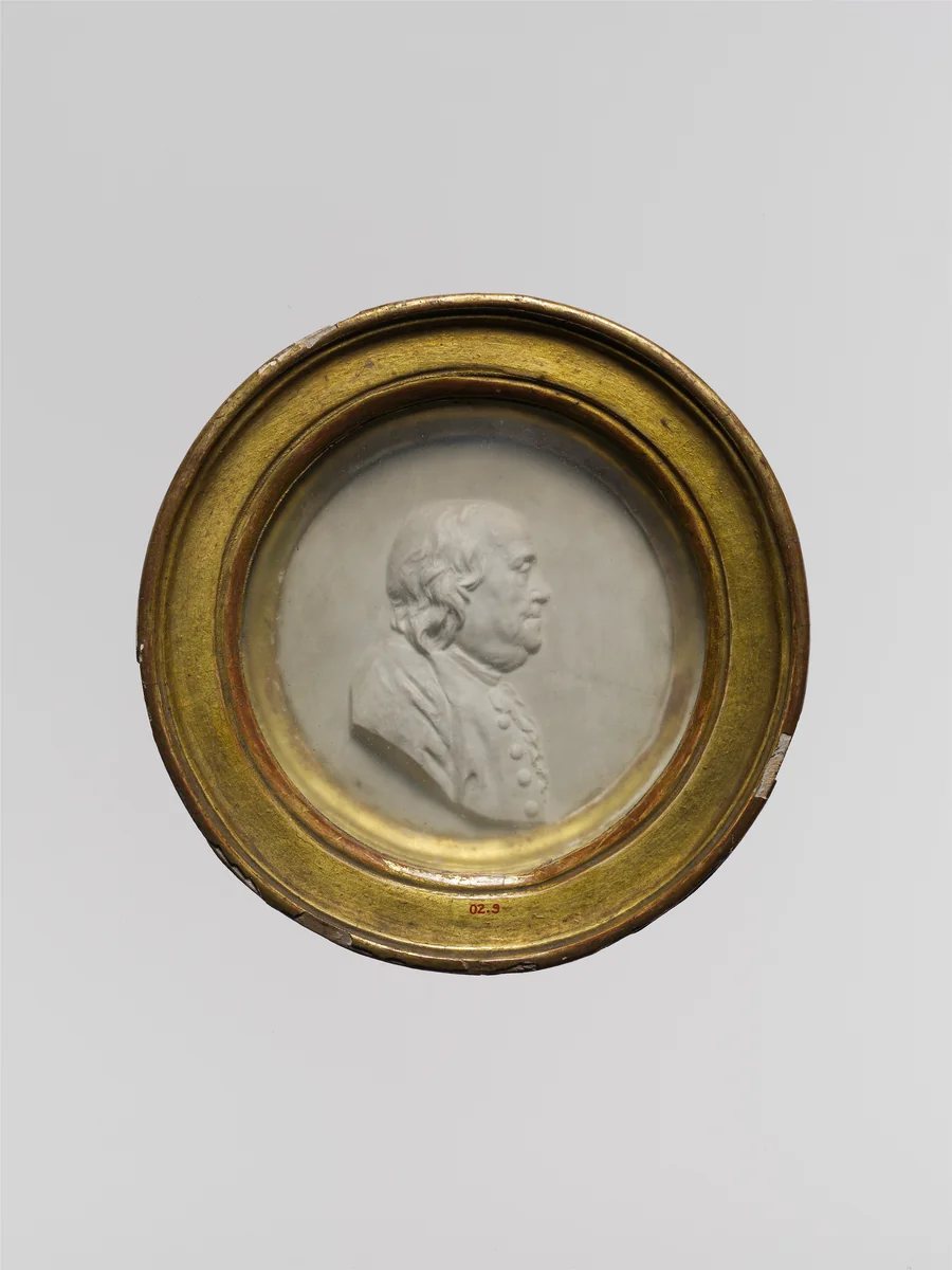 Medallion of Benjamin Franklin by Jean Martin Renaud, artwork, 1794-1797