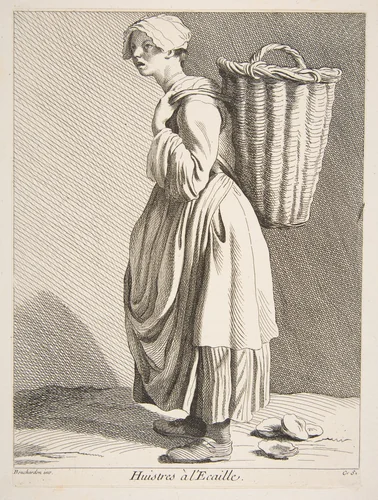 Oyster Seller by Anne Claude Philippe de Tubières, print, 1738