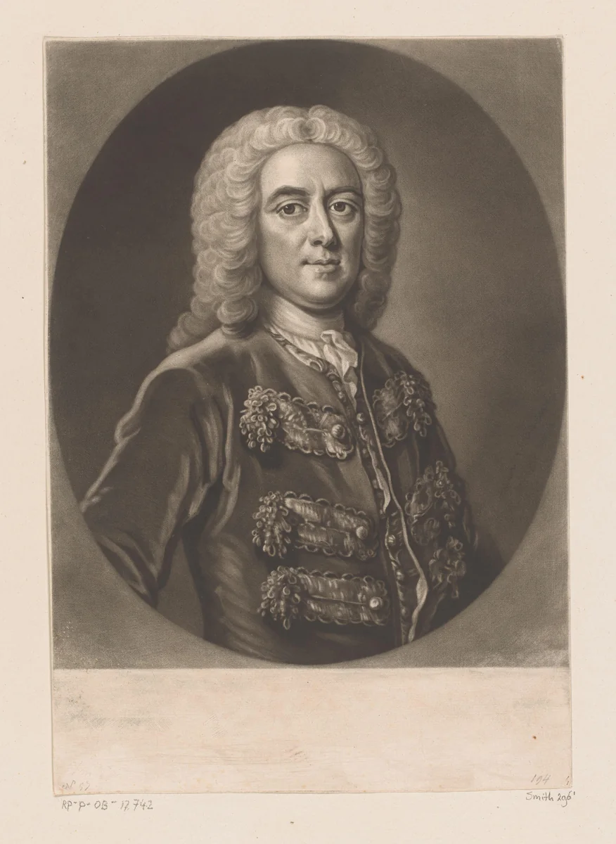 Portret van Stephen Poyntz by John Faber, print, 1700-1756