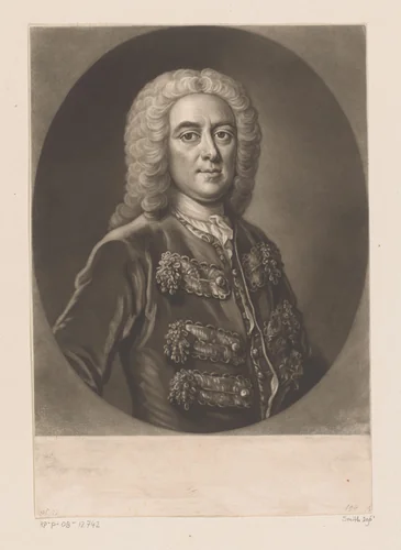 Portret van Stephen Poyntz by John Faber, print, 1700-1756