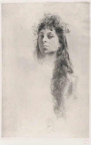 Head of a Girl with Long Hair by Robert Frederick Blum, print, 1877-1903