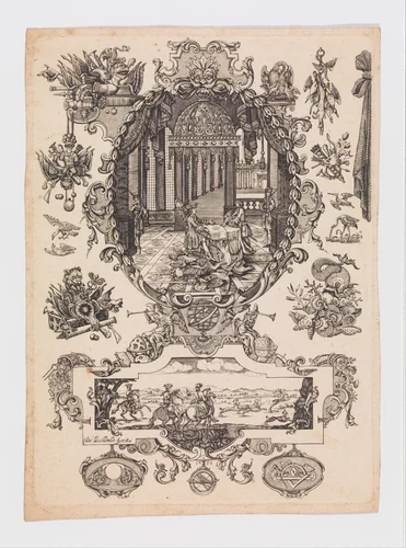 Plate twelve from Nouveavx Desseins D'Arquebvseries by De Lacollombe, other, 1736