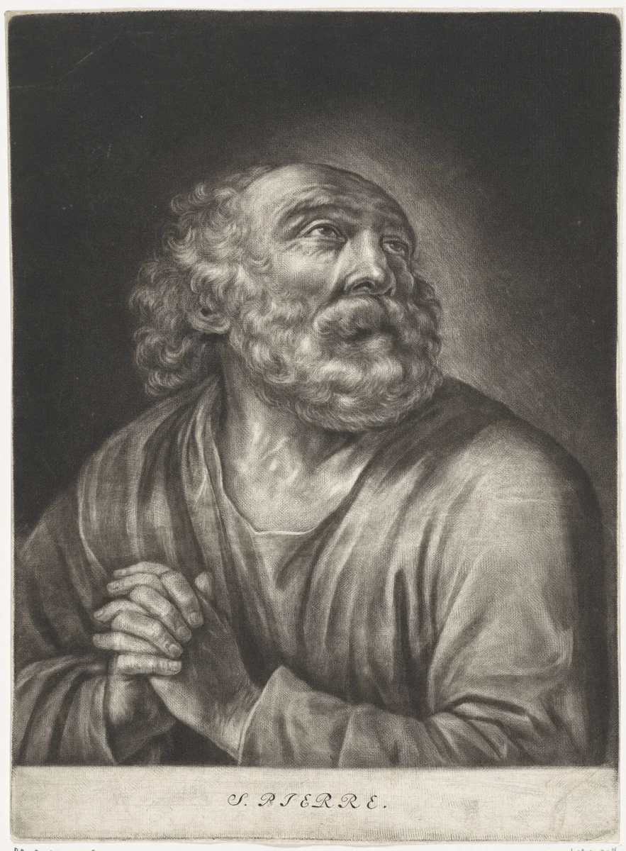 Boetvaardige Petrus by anonymous, print, 1658-1727