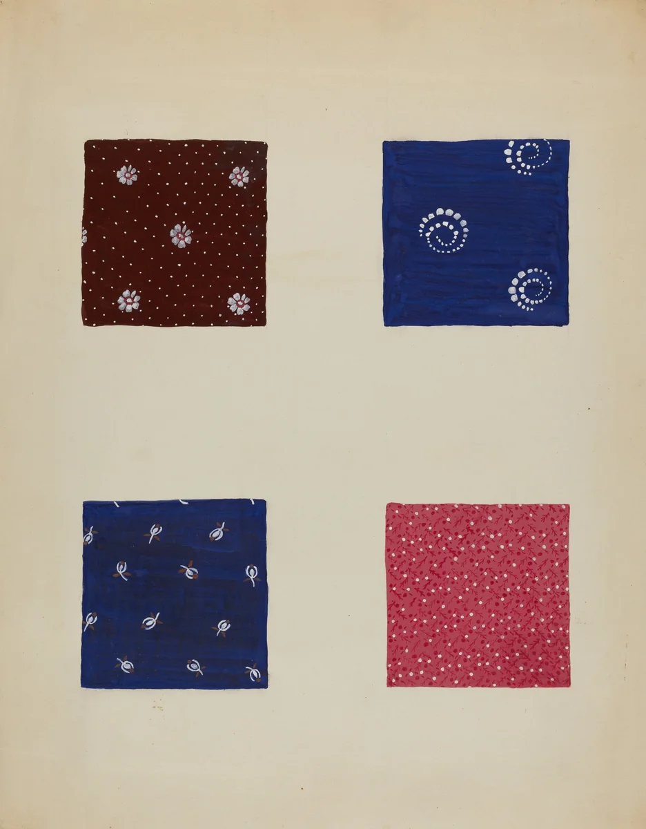 Materials from Patchwork Quilt by Katherine Hastings, index of american design, 1936