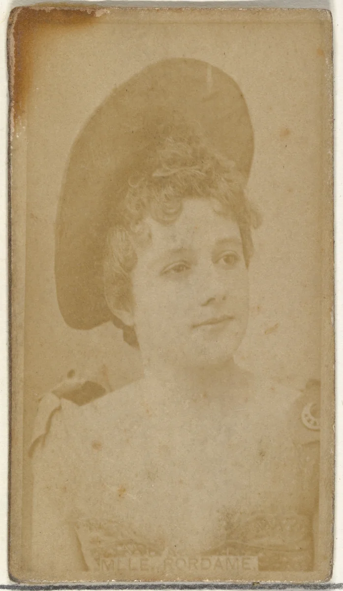 Mlle. Rordame, from the Actors and Actresses series (N145-8) issued by Duke Sons & Co. to promote Duke Cigarettes by W. Duke, Sons & Co., photograph, 1890-1895