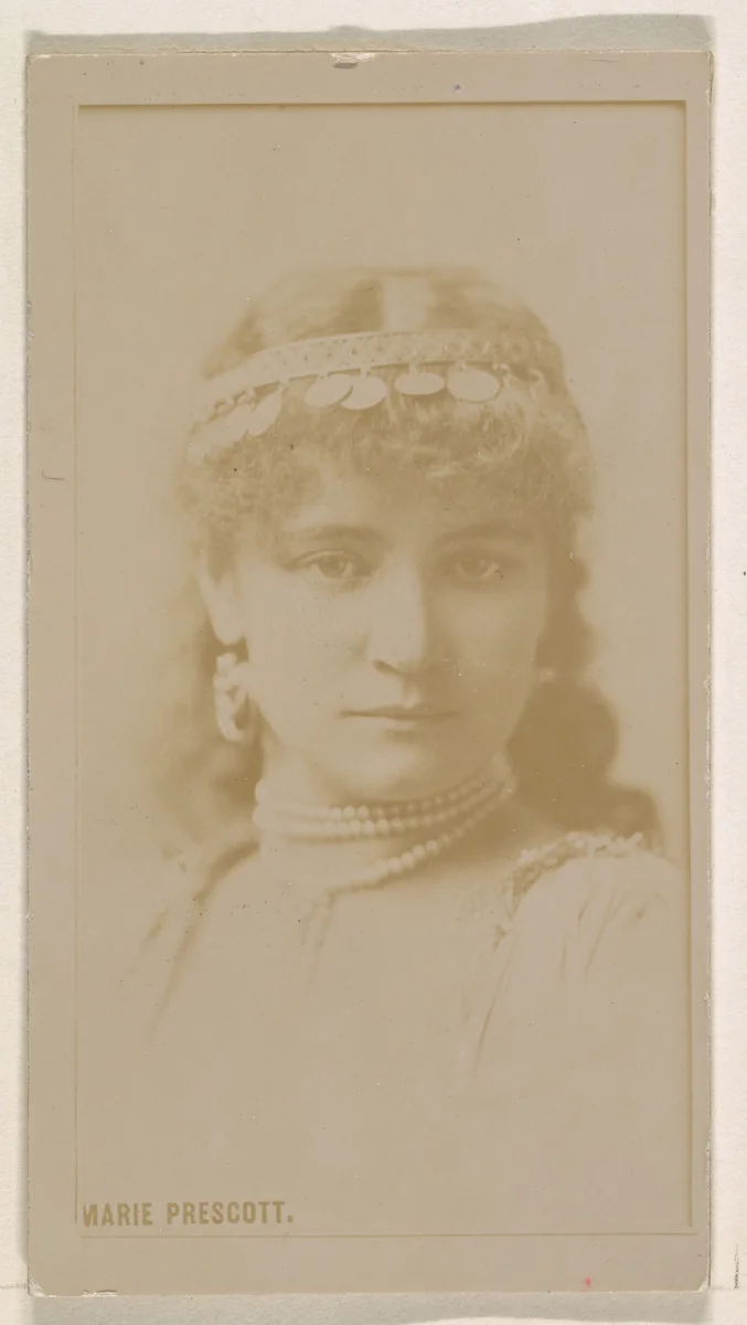 Marie Prescott, from the Actresses series (N245) issued by Kinney Brothers to promote Sweet Caporal Cigarettes by Kinney Brothers Tobacco Company, photograph, 1890