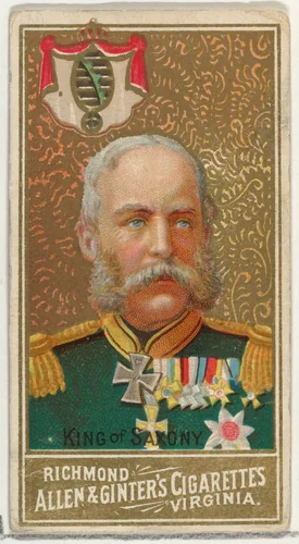 King of Saxony, from World's Sovereigns series (N34) for Allen & Ginter Cigarettes by Allen & Ginter, print, 1889