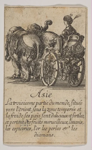 Asie, from "Jeu de la Géographie" by Stefano della Bella, print, 1644