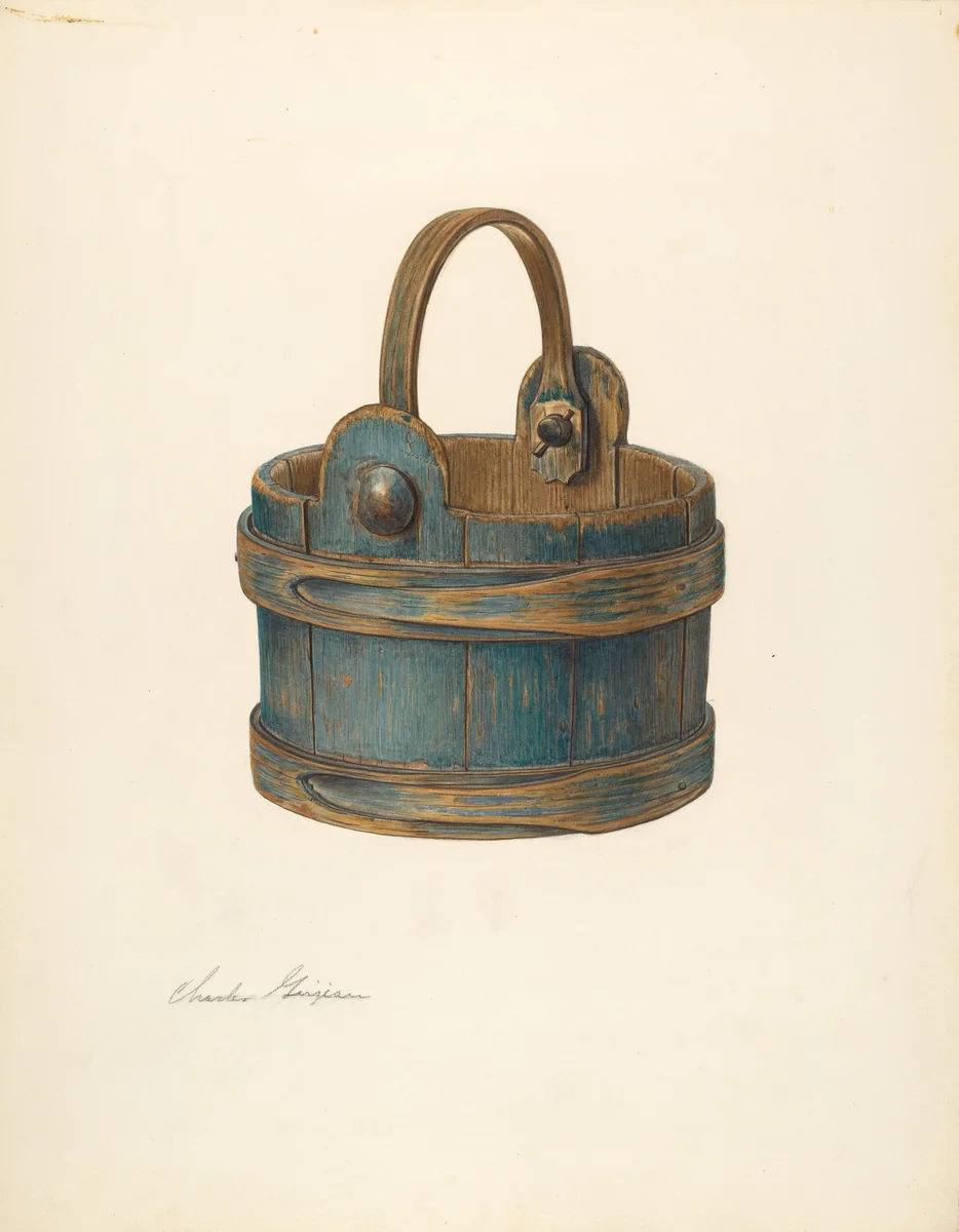 Wooden Bucket by Charles Garjian, index of american design, 1939