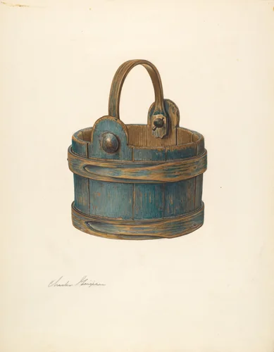 Wooden Bucket by Charles Garjian, index of american design, 1939