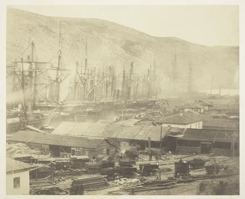 Railway Sheds and Workshops, Balaklava by Roger Fenton, photograph, 1855