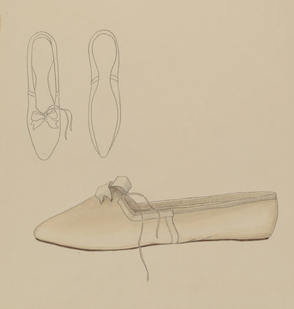 Slipper by Nancy Crimi, index of american design, 1935-1942