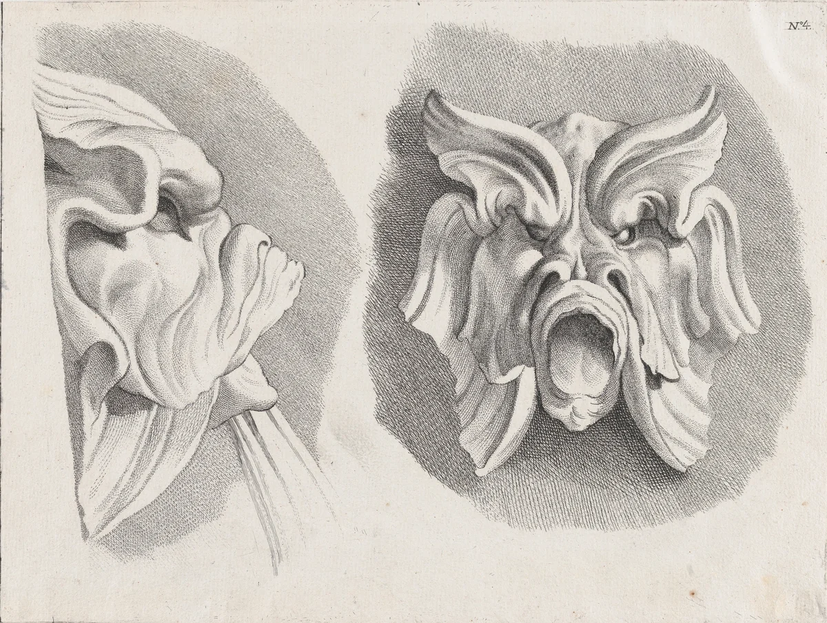 Fountain head, after the Fontaine des Quatre-Saisons (Paris) by anonymous, print, 1745-1800