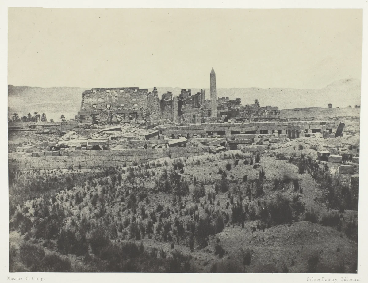Palais de Karkak, Vue générale des Ruines, Prise a l'est; Thèbes, plate 31 from the album "Egypte, Nubie, Palestine et Syrie" (1852) by Maxime Du Camp, photograph, 1849-1851