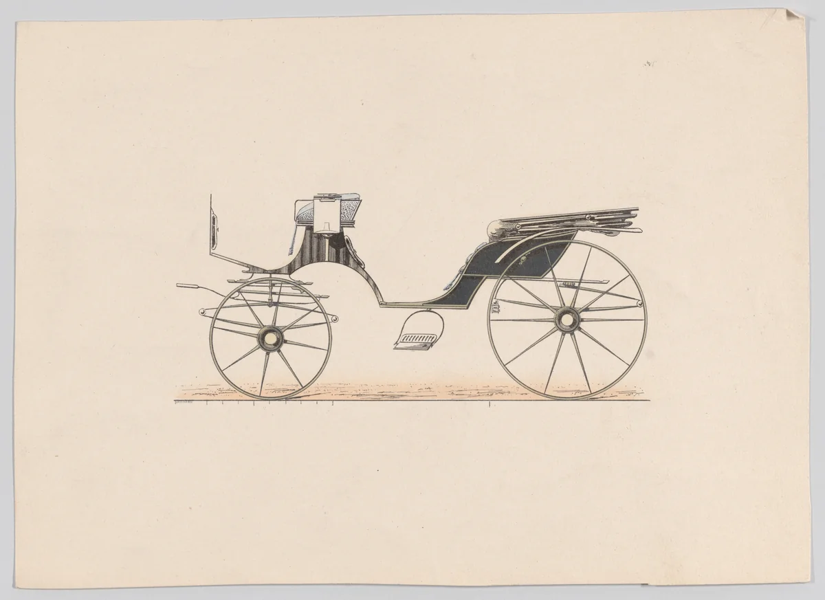 Design for Cabriolet Carriage by anonymous, print, 1875-1885