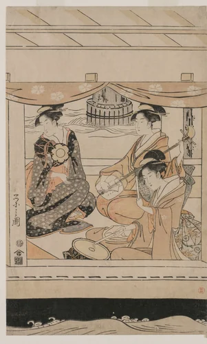 Party on the Pleasure Boat Kawaichimaru by Chōbunsai Eishi (鳥文斎栄之), print, 1796-1797