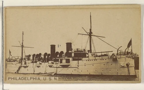 Philadelphia, U.S.N., from the Famous Ships series (N50) for Virginia Brights Cigarettes by Allen & Ginter, photograph, 1895