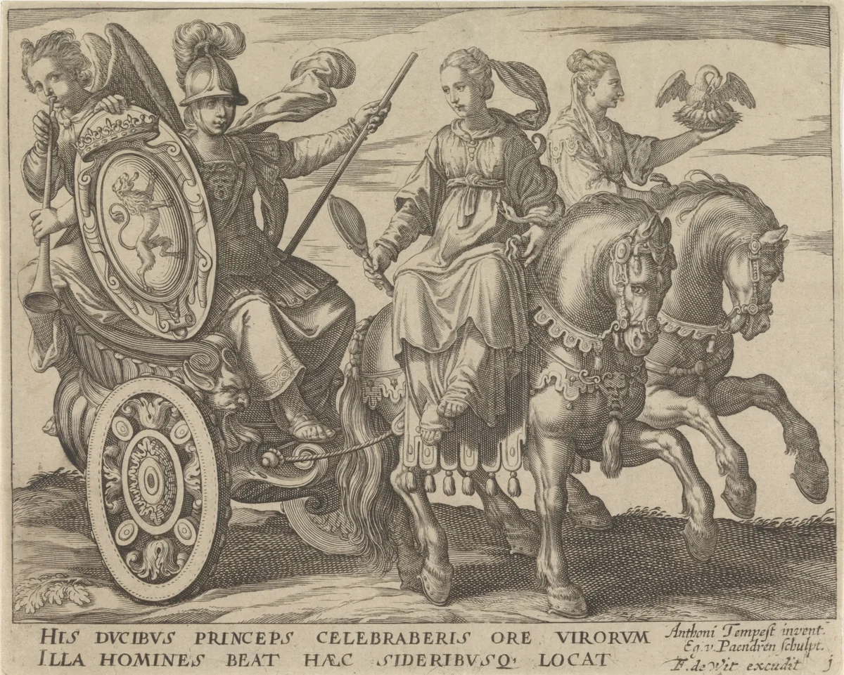 Titelprent voor een serie met paardenrassen by Unknown, print, 1590-1637