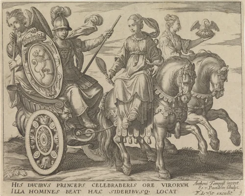 Titelprent voor een serie met paardenrassen by Unknown, print, 1590-1637