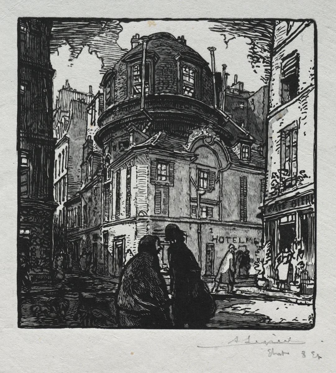 View of the Hotel Colbert by Auguste Louis Lepère, print, 1901