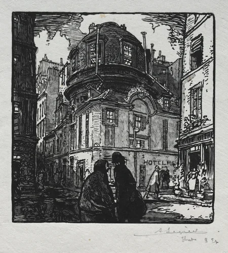 View of the Hotel Colbert by Auguste Louis Lepère, print, 1901