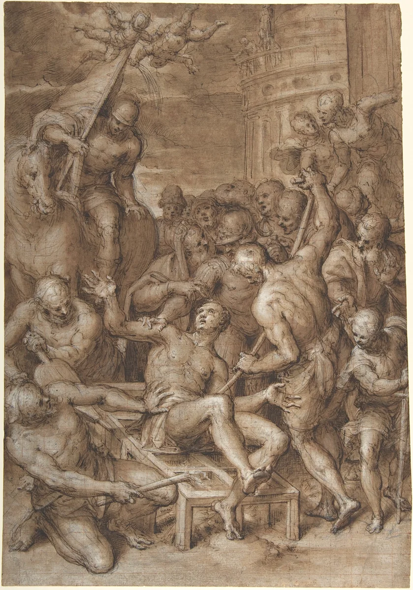 The Martyrdom of Saint Lawrence by Aurelio Luini, drawing, 1580-1595