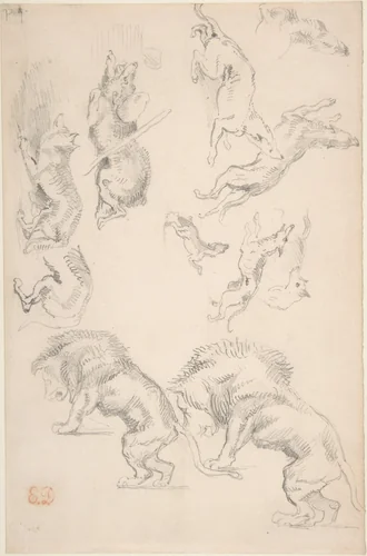 Studies of Animals by Eugène Delacroix, drawing, 1810-1863