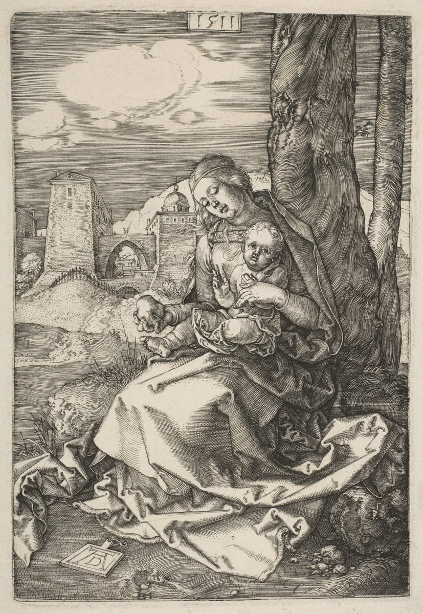 Virgin and Child with the Pear by Albrecht Dürer, print, 1511