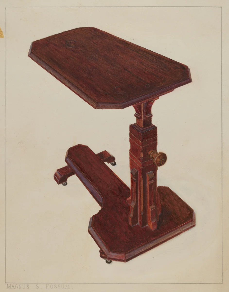 Invalid Bedside Table by Magnus S. Fossum, index of american design, 1936