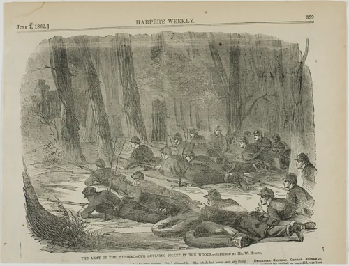 The Army of The Potomac—Our Outlying Picket in the Woods by Winslow Homer, print, 1862