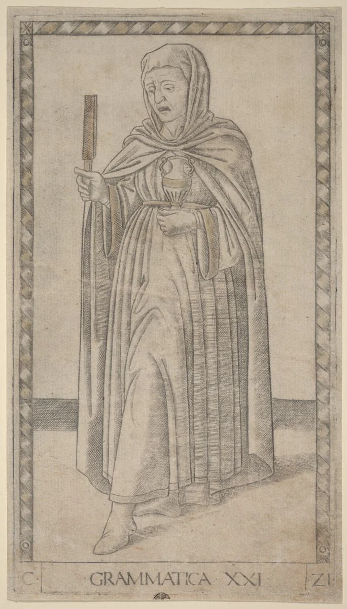Grammatica (Grammar) by Master of the E-Series Tarocchi, print, 1465