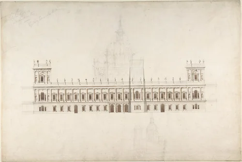 Drawing for Foreign Office, Westminster, for competition of 1857 by Sir Robert Smirke, drawing, 1857