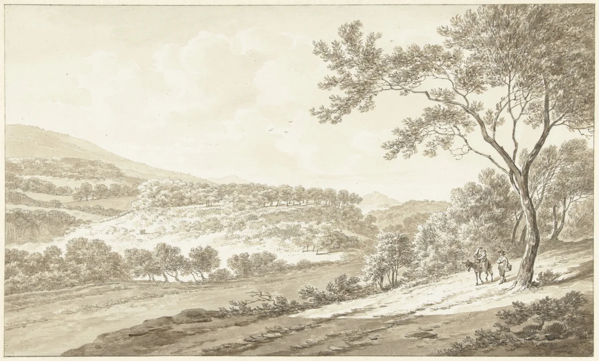 Gezicht op Palestrina, gezien vanuit de Villa Adriana by Daniël Dupré, drawing, 1761-1817