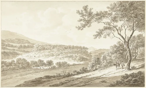 Gezicht op Palestrina, gezien vanuit de Villa Adriana by Daniël Dupré, drawing, 1761-1817