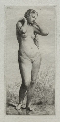 Young Woman Bathing by Charles-Émile Jacque, print, 1861-1871