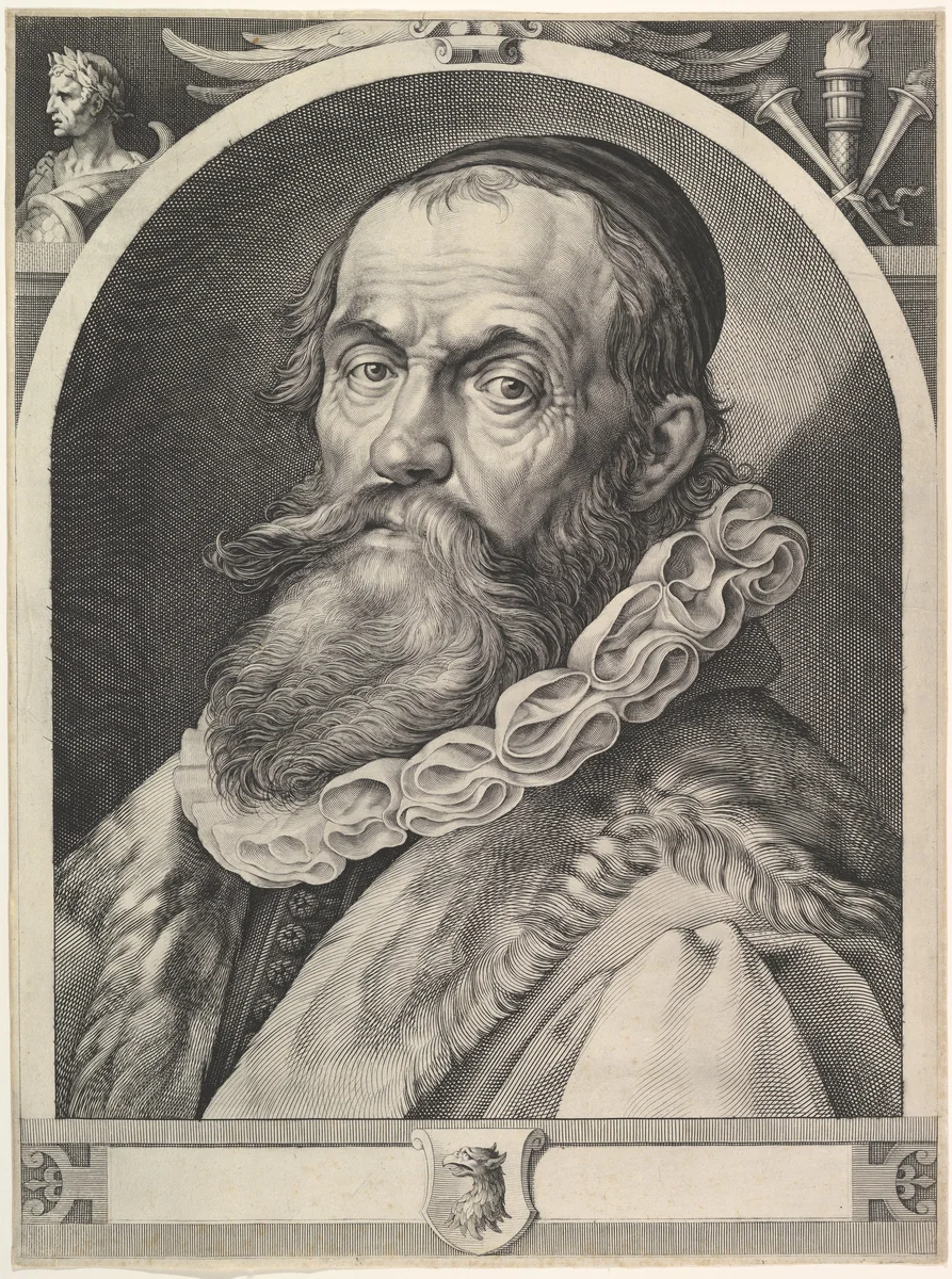 Portrait of Hendrick Goltzius by Jan Muller, print, 1612-1622