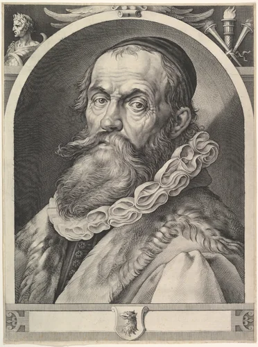 Portrait of Hendrick Goltzius by Jan Muller, print, 1612-1622