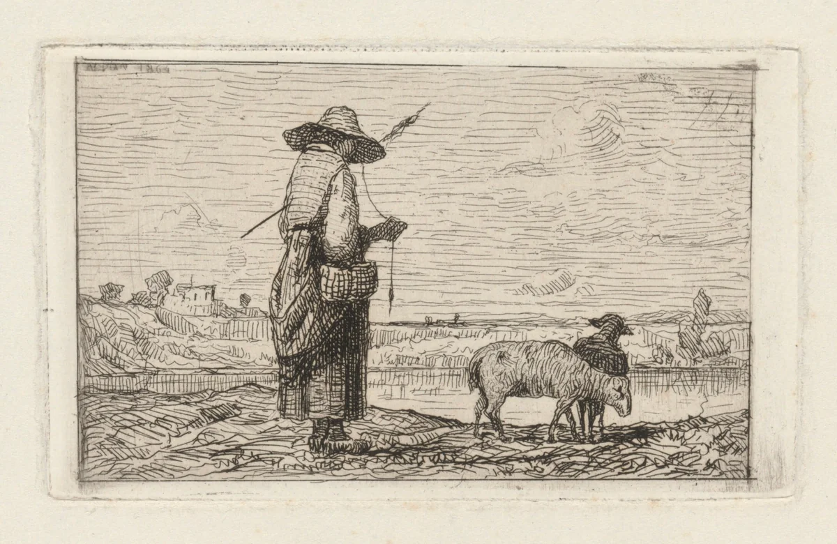 Shepherdess by Adolphe Appian, print, 1861