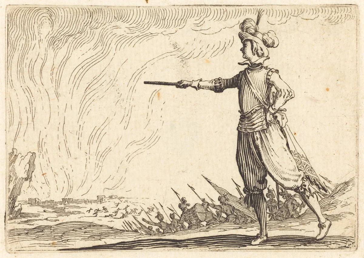 Military Commander on Foot by Jacques Callot, print, 1622