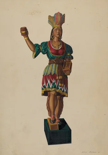 Cigar Store Indian by Arthur Mathews, index of american design, 1937
