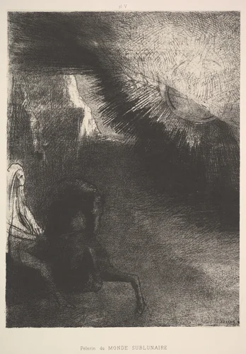 Pilgrim from a sublunar world by Odilon Redon, print, 1891
