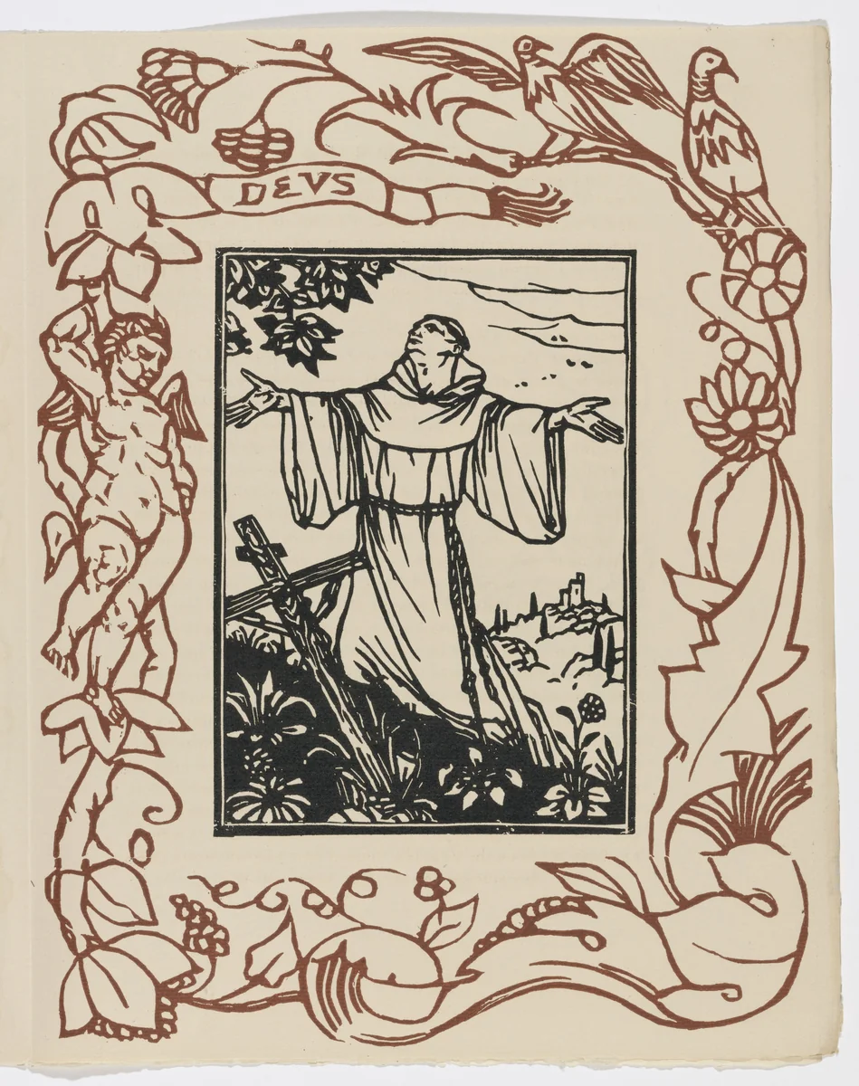 Plate (page 21) from Les Petites Fleurs de St. François (The Little Flowers of St. Francis) by Émile Bernard, illustrated book, 1928