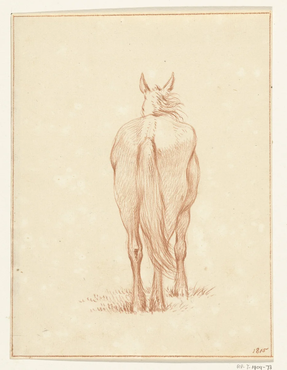 Staand paard, van achteren by Jean Bernard, drawing, 1815