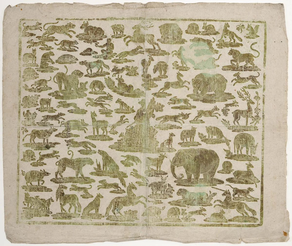 Endpaper with Animals by German 18th Century, print, 1790-1850