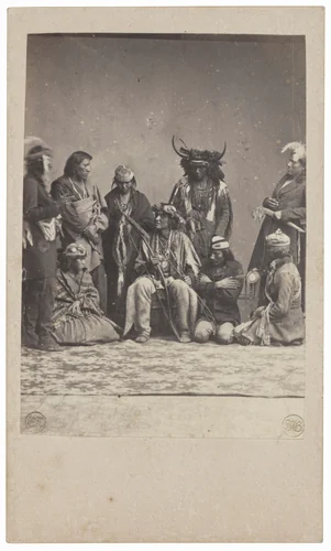 Portrait of Nine Native Americans by Edward Mathew B., photograph, 1857-1867