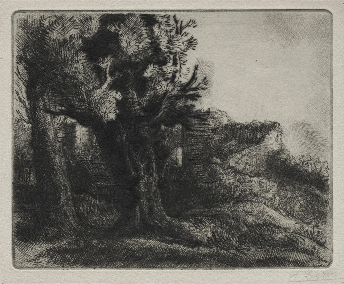 In the Ruins by Alphonse Legros, print, 1857-1911