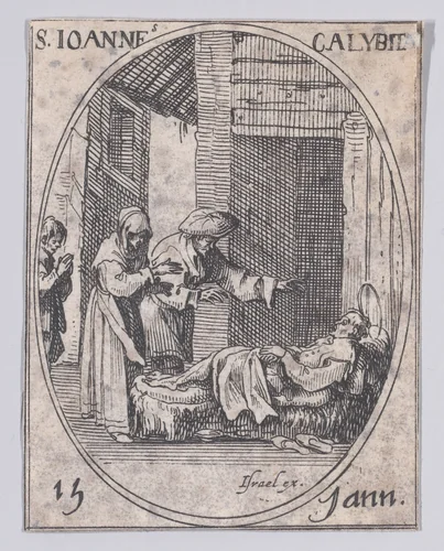 S. Jean Calybite (St. John Calabyte), January 15th, from "Les Images De Tous Les Saincts et Saintes de L'Année" (Images of All of the Saints and Feast Days of the Year) by Jacques Callot, print, 1636