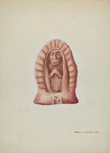 Small Statue of Guadalupe Cut in Stone by Majel G. Claflin, index of american design, 1937