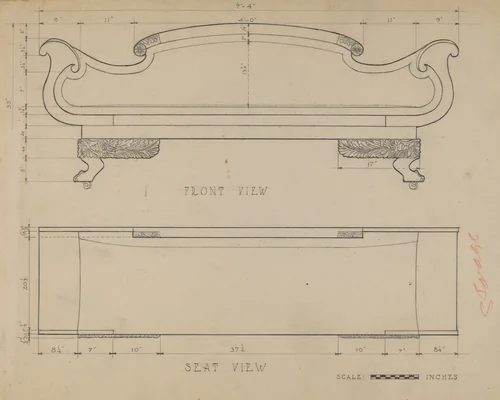 Sofa by Anna Aloisi, index of american design, 1935-1942